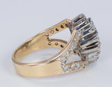 Винтажное двухцветное кольцо из 18-каратного золота с треугольными и круглыми бриллиантами, 80-е гг.