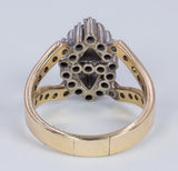 Vintage zweifarbiger Ring aus 18 Karat Gold mit dreieckigen und runden Diamanten, 80er Jahre