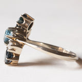 Vintage Ring aus 18 Karat Weißgold mit Aquamarin (ca. 0.50 ct), Saphiren (ca. 1 ctw) und Diamanten (ca. 0.12 ctw), 70er Jahre