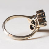 Vintage Ring aus 18 Karat Weißgold mit Aquamarin (ca. 0.50 ct), Saphiren (ca. 1 ctw) und Diamanten (ca. 0.12 ctw), 70er Jahre