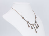 Liberty necklace in 14k gold and silver with diamonds and emeralds, 20s