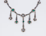 Liberty Halskette aus 14 Karat Gold und Silber mit Diamanten und Smaragden, 20er Jahre