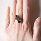Vintage Ring aus 18 Karat Weißgold mit Aquamarin (ca. 0.50 ct), Saphiren (ca. 1 ctw) und Diamanten (ca. 0.12 ctw), 70er Jahre