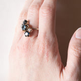 Vintage Ring aus 18 Karat Weißgold mit Aquamarin (ca. 0.50 ct), Saphiren (ca. 1 ctw) und Diamanten (ca. 0.12 ctw), 70er Jahre