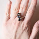 Vintage Ring aus 18 Karat Weißgold mit Aquamarin (ca. 0.50 ct), Saphiren (ca. 1 ctw) und Diamanten (ca. 0.12 ctw), 70er Jahre