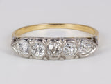 Antiker Riviera-Ring mit 5 Diamanten im alten Schliff, 30er Jahre