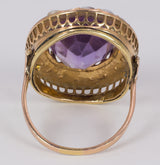 Antiker Ring aus 18 Karat Gold mit Amethyst und Perlen, Anfang des 900. Jahrhunderts