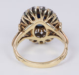 Vintage Gold- und Silberring mit zentralen Saphir- und Diamantrosetten, 40er Jahre
