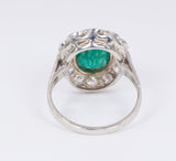 Antique 18K gold ring with central emerald (4ct) and old European cut diamonds (2.3ct), 30s / 40s - Antichità Galliera