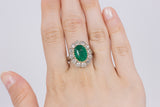 Antique 18K gold ring with central emerald (4ct) and old European cut diamonds (2.3ct), 30s / 40s - Antichità Galliera