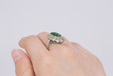 Antique 18K gold ring with central emerald (4ct) and old European cut diamonds (2.3ct), 30s / 40s - Antichità Galliera