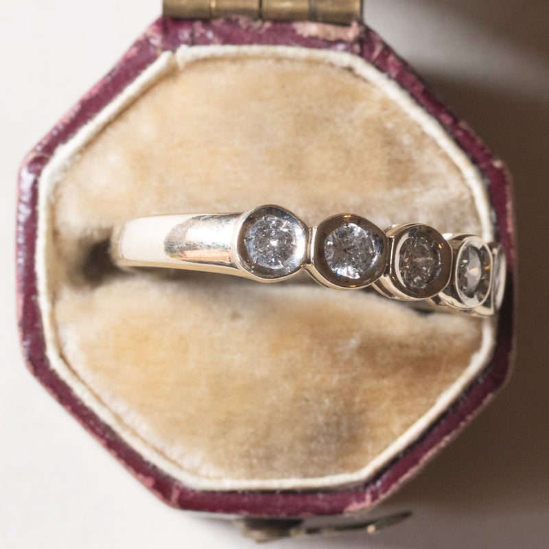 Veretta vintage in oro bianco 18K con diamanti di taglio brillante (0.30ctw ca.), anni '60/'70
