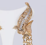 Vintage Ohrringe aus 18 Karat Gold mit Diamanten, 40er Jahre