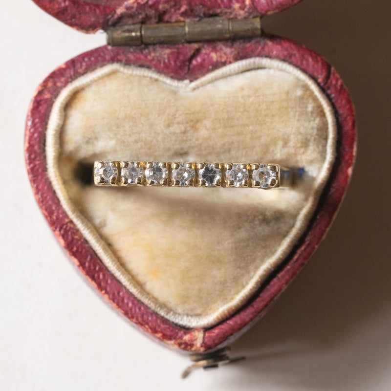Veretta vintage in oro 18K con diamanti di taglio huit-huit (0.21ctw ca.), anni '70/'80