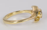 Vintage 18k gold ring with central brilliant cut diamond (0.20 ct), 70s.