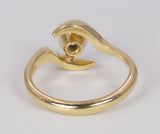 Vintage 18k gold ring with central brilliant cut diamond (0.20 ct), 70s.