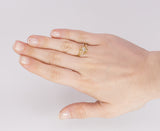 Vintage 18k gold ring with central brilliant cut diamond (0.20 ct), 70s.