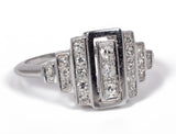 Vintage 9k white gold ring with brilliant cut diamonds, 40s