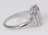 Vintage 9k white gold ring with brilliant cut diamonds, 40s