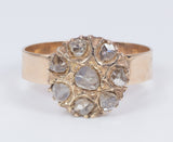 Antique 18k gold ring with rosette cut diamonds, early 900s