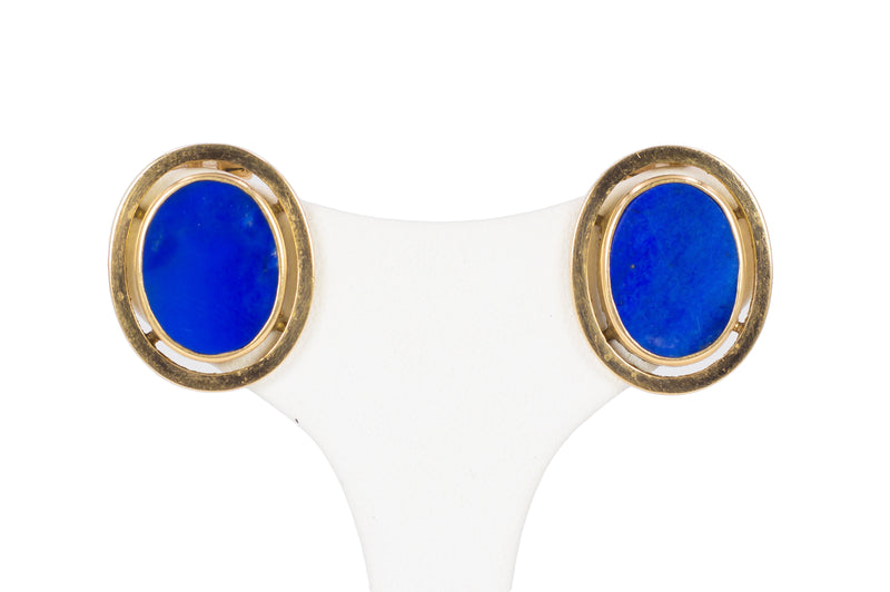 Vintage 18k gold earrings with lapis lazuli, 1970s
