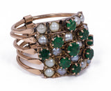 Antique multiple ring in 14k gold with emeralds and beads, early 900s - Antichità Galliera