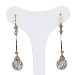 Liberty earrings in gold and silver with brilliant cut diamonds (0.40 ct) and rosettes - Antichità Galliera