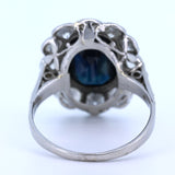 Vintage ring in platinum with diamonds (1.25 ct) and 6 ct sapphire, 1960s