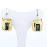 Vintage 18K gold earrings with green tourmalines, 70s