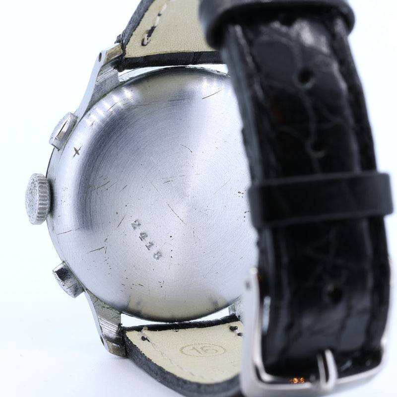Montre-bracelet chronographe vintage avec cadran noir, années 1940