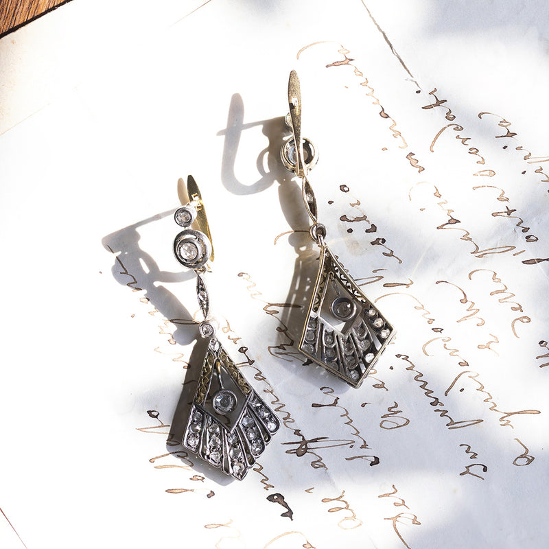 Boucles d'Oreilles Art Déco en Argent avec Zirconium Boucles d'Oreilles Art Déco en Argent avec Zirconium