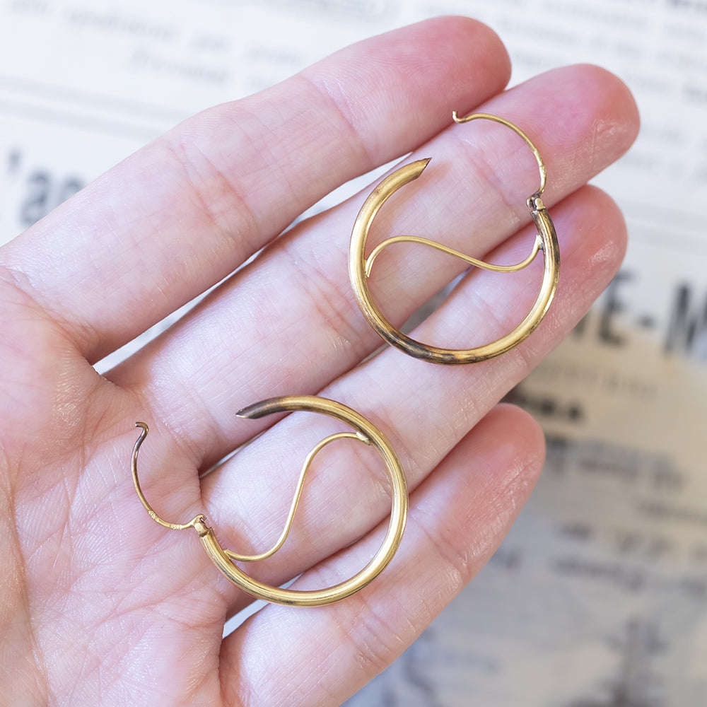 SINGULARU Orecchini Cerchio Naval Midi In Ottone Placcato Oro 18Kt, Con Zirconi, Chiusura Click