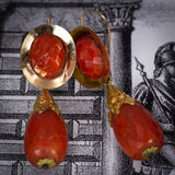 Antique 14K gold coral earrings, mid 800th century - Antichità Galliera
