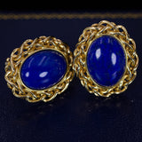 Vintage 18K gold lapis lazuli earrings, 70s - Antichità Galliera