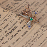 Moderne Libellen-Ohrringe aus 9-karätigem Gold und Silber mit Diamanten, Smaragden und Saphiren – Antichità Galliera