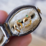 Boucles d'oreilles en or 18 carats avec émeraudes, années 40/50