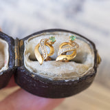 Boucles d'oreilles en or 18 carats avec émeraudes, années 40/50