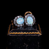 Vintage-Ohrringe aus 18 Karat Gold, Silber, Harlequin-Opalen und Diamanten (insgesamt ca. 1.20 ct), 50er Jahre