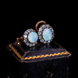 Vintage-Ohrringe aus 18 Karat Gold, Silber, Harlequin-Opalen und Diamanten (insgesamt ca. 1.20 ct), 50er Jahre