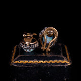 Orecchini vintage in oro 18K, argento, opali arlecchino e diamanti (1.20ct totali ca.), anni '50