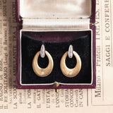 Vintage 14K gold earrings with brilliant cut diamonds (0.20ctw approx.), 60s / 70s