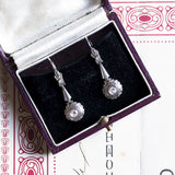 Antique platinum earrings with old cut diamonds (0.40ctw approx.) And huit-huit cut diamonds, 30s / 40s