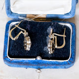 Boucles d'oreilles anciennes en or 18 carats et argent avec diamants taillés en rosette, début des années 1900