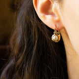 Vintage Ohrringe aus 18 Karat Gold mit Perlen und Diamanten, 50er Jahre - Antichità Galliera