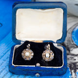 Orecchini antichi in oro 14K con perle e rosette di diamante, primi del '900 - Antichità Galliera