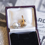Antike Ohrringe aus 18 Karat Gold mit Scaramazzle-Perlen und Diamanten, Anfang des 900. Jahrhunderts