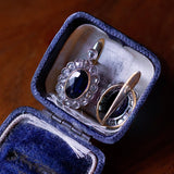 Orecchini antichi in oro 18K con zaffiri e rosette di diamante, anni '40 - Antichità Galliera