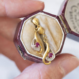 Boucles d'oreilles vintage en or 18 carats avec rubis, années 60/70