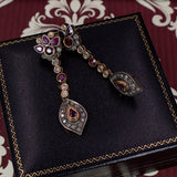Antike Ohrringe aus 14 Karat Gold mit Rubinen und Diamantrosetten - Antichità Galliera
