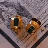 Vintage 18K gold earrings with green tourmalines, 70s